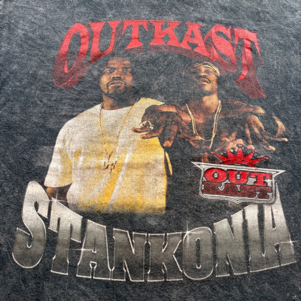 Outkast Stankonia Graphic Tee Mens Large Charcoal Mineral Wash Rap Shirt 2022